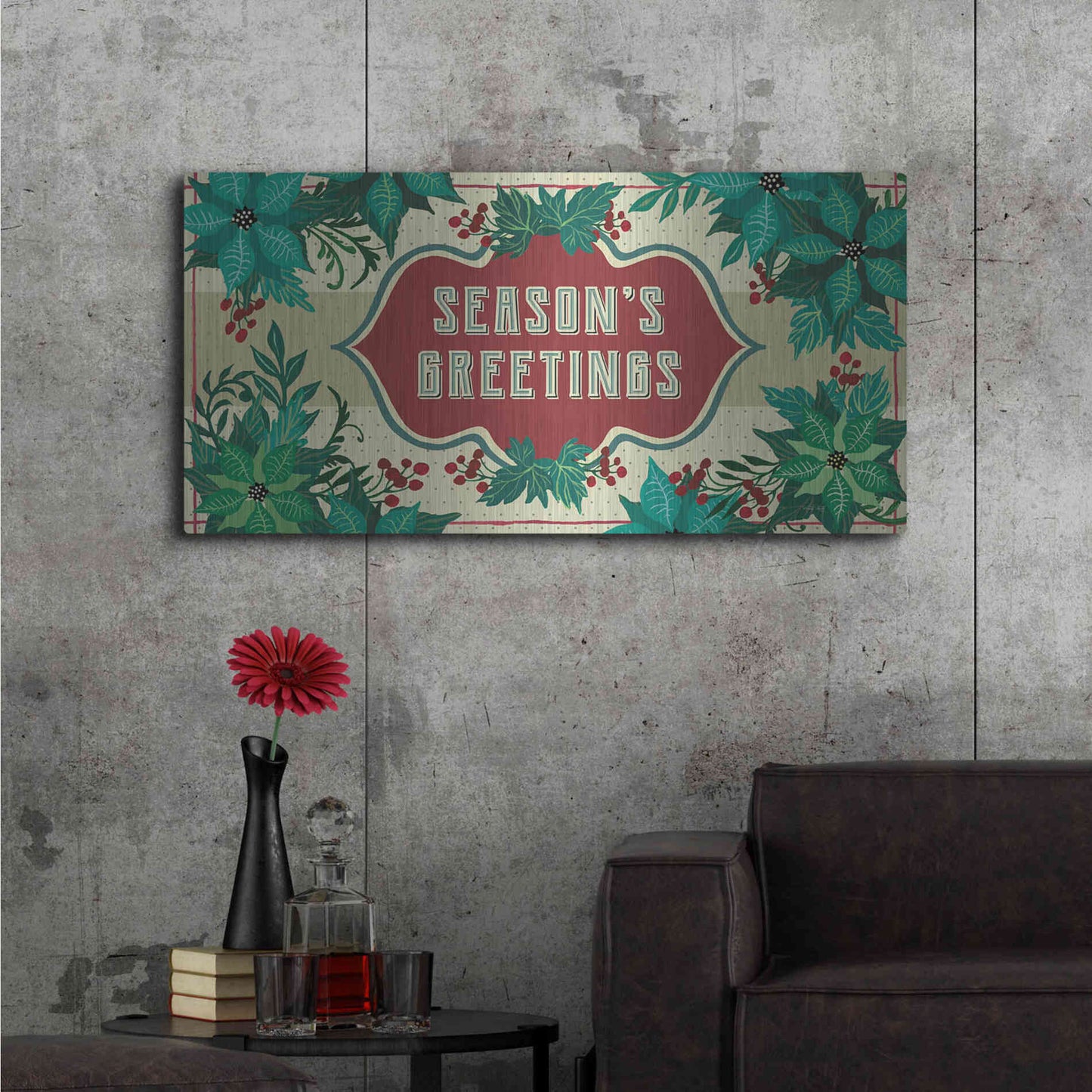 Luxe Metal Art 'Nostalgic Season's Greetings' by Cindy Jacobs, Metal Wall Art,48x24