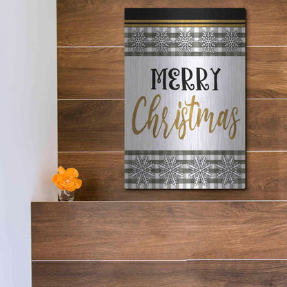 Luxe Metal Art 'Merry Little Christmas II' by Cindy Jacobs, Metal Wall Art,12x16