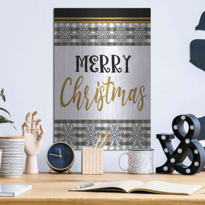 Luxe Metal Art 'Merry Little Christmas II' by Cindy Jacobs, Metal Wall Art,12x16