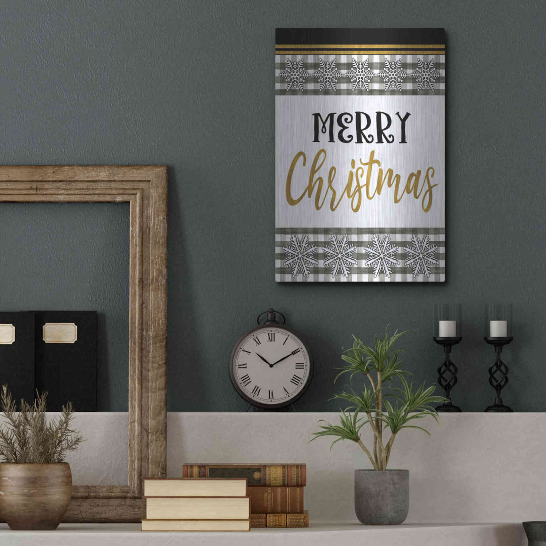 Luxe Metal Art 'Merry Little Christmas II' by Cindy Jacobs, Metal Wall Art,12x16