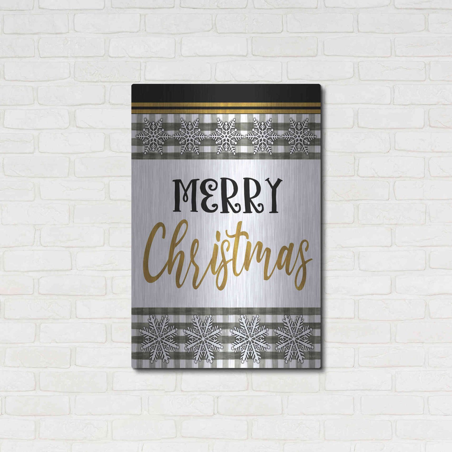 Luxe Metal Art 'Merry Little Christmas II' by Cindy Jacobs, Metal Wall Art,24x36