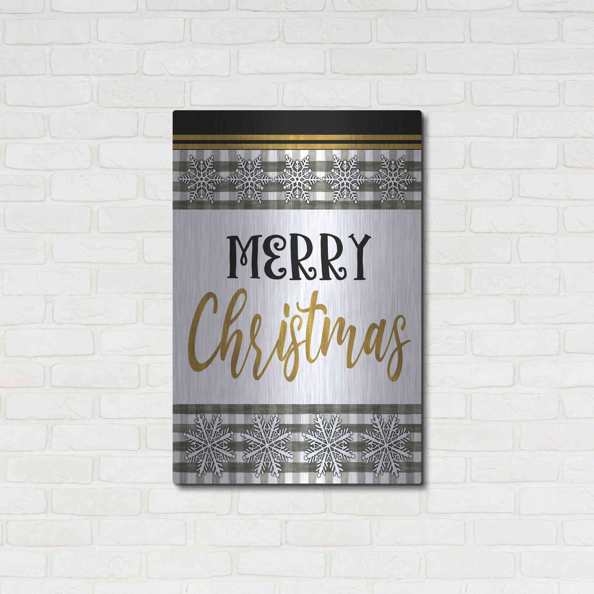 Luxe Metal Art 'Merry Little Christmas II' by Cindy Jacobs, Metal Wall Art,24x36