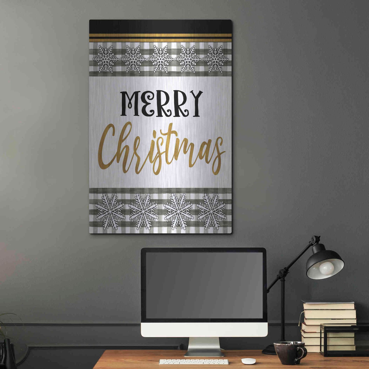 Luxe Metal Art 'Merry Little Christmas II' by Cindy Jacobs, Metal Wall Art,24x36