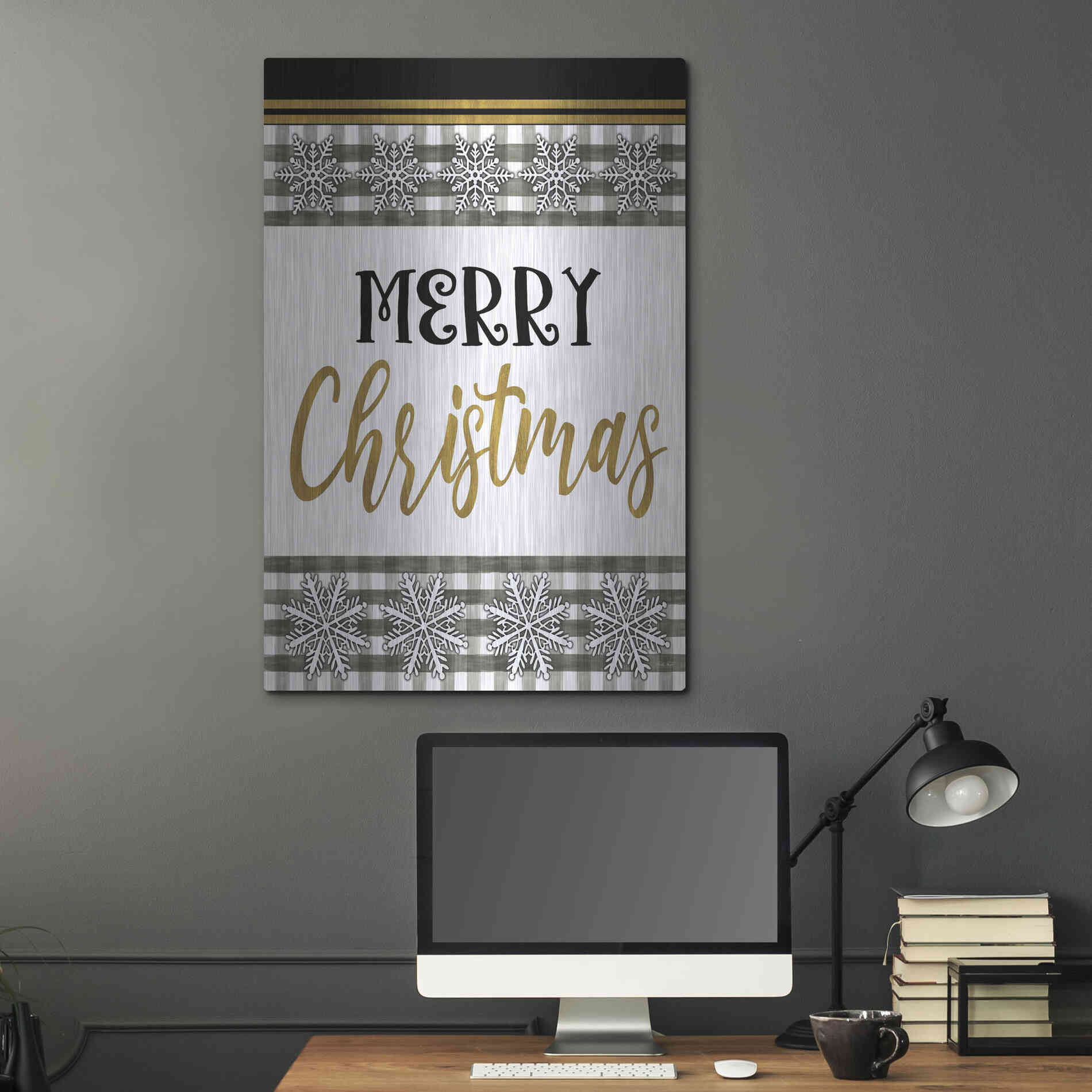 Luxe Metal Art 'Merry Little Christmas II' by Cindy Jacobs, Metal Wall Art,24x36