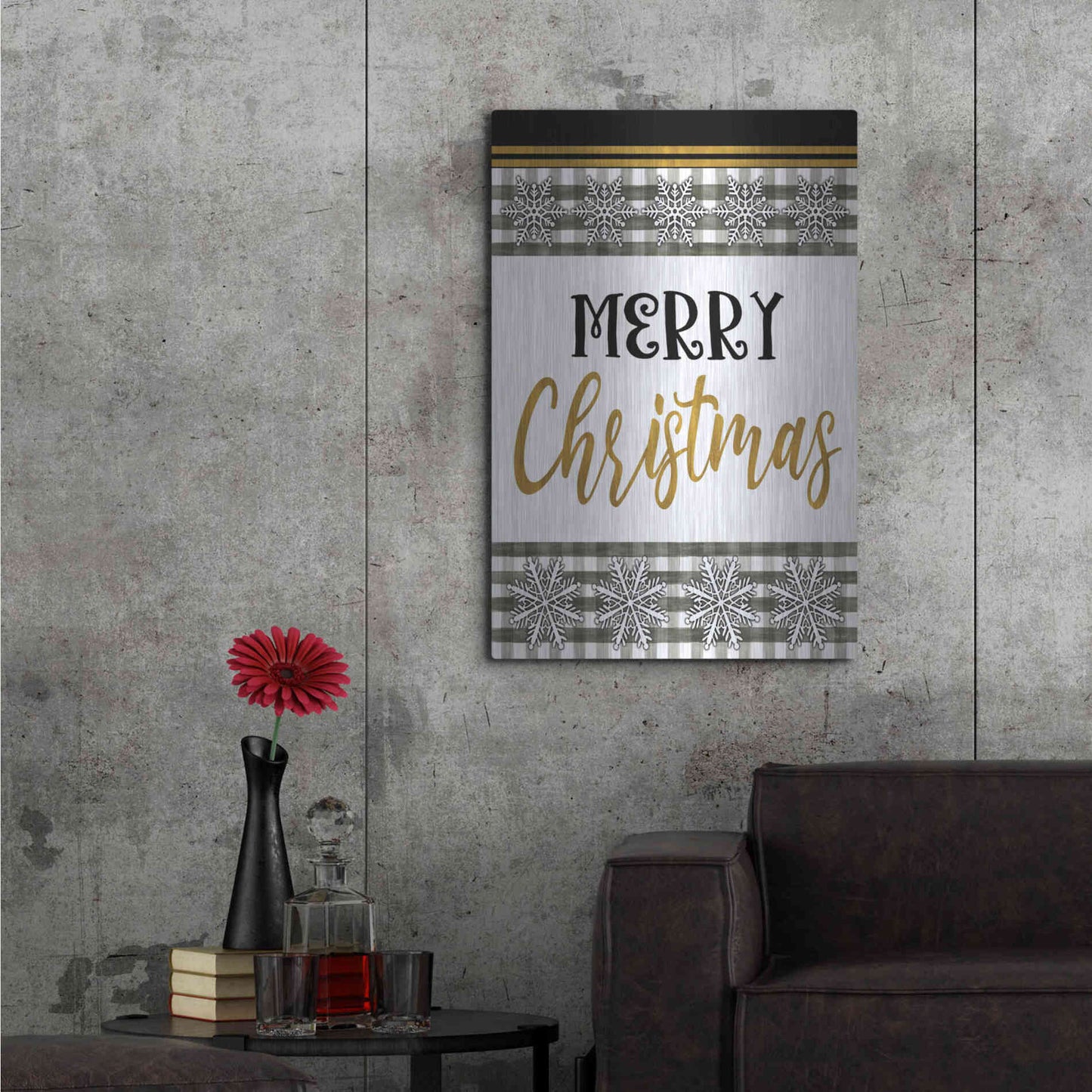 Luxe Metal Art 'Merry Little Christmas II' by Cindy Jacobs, Metal Wall Art,24x36