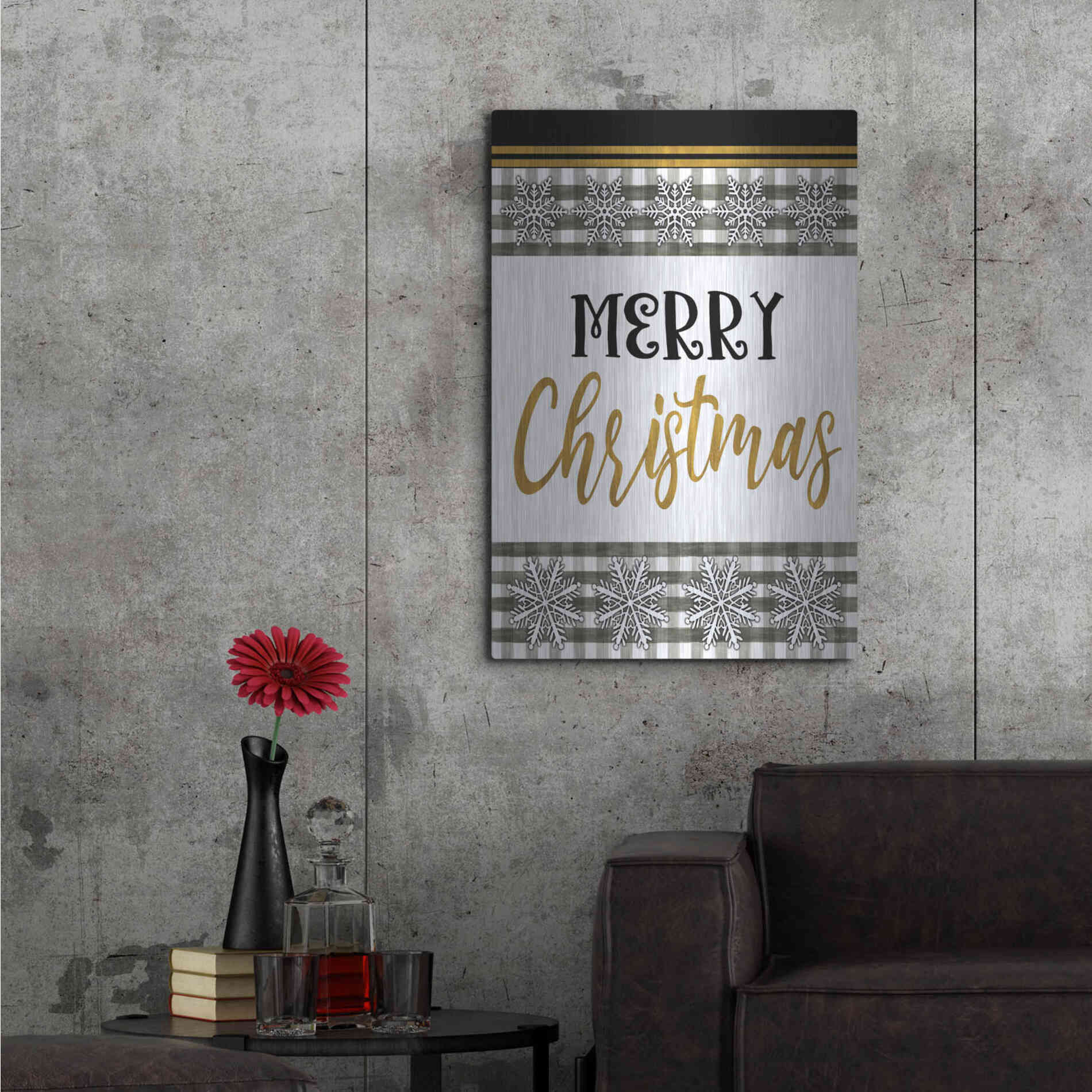 Luxe Metal Art 'Merry Little Christmas II' by Cindy Jacobs, Metal Wall Art,24x36