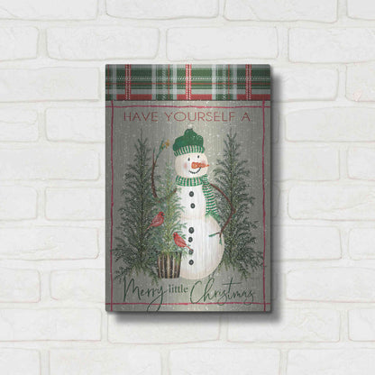 Luxe Metal Art 'Merry Little Christmas Snowman' by Cindy Jacobs, Metal Wall Art,12x16