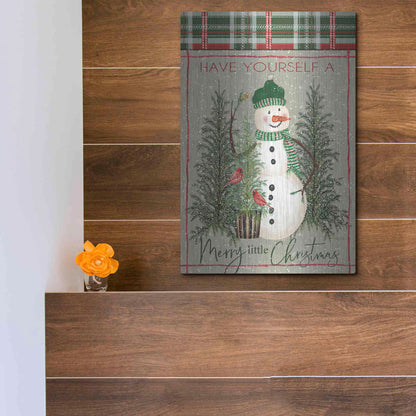 Luxe Metal Art 'Merry Little Christmas Snowman' by Cindy Jacobs, Metal Wall Art,12x16