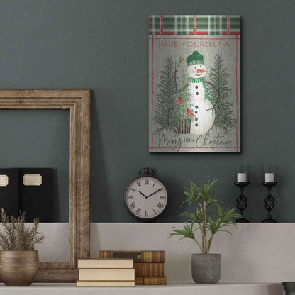Luxe Metal Art 'Merry Little Christmas Snowman' by Cindy Jacobs, Metal Wall Art,12x16