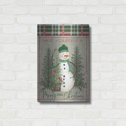 Luxe Metal Art 'Merry Little Christmas Snowman' by Cindy Jacobs, Metal Wall Art,16x24
