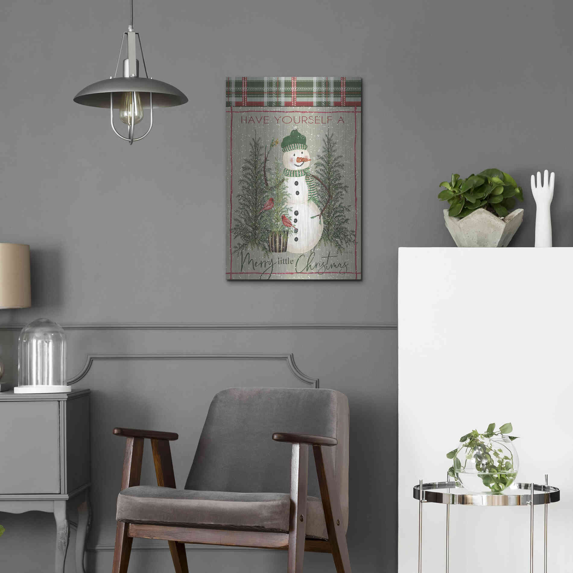 Luxe Metal Art 'Merry Little Christmas Snowman' by Cindy Jacobs, Metal Wall Art,16x24