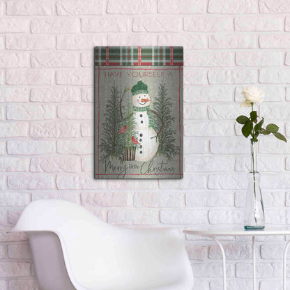 Luxe Metal Art 'Merry Little Christmas Snowman' by Cindy Jacobs, Metal Wall Art,16x24