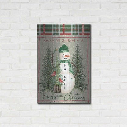 Luxe Metal Art 'Merry Little Christmas Snowman' by Cindy Jacobs, Metal Wall Art,24x36