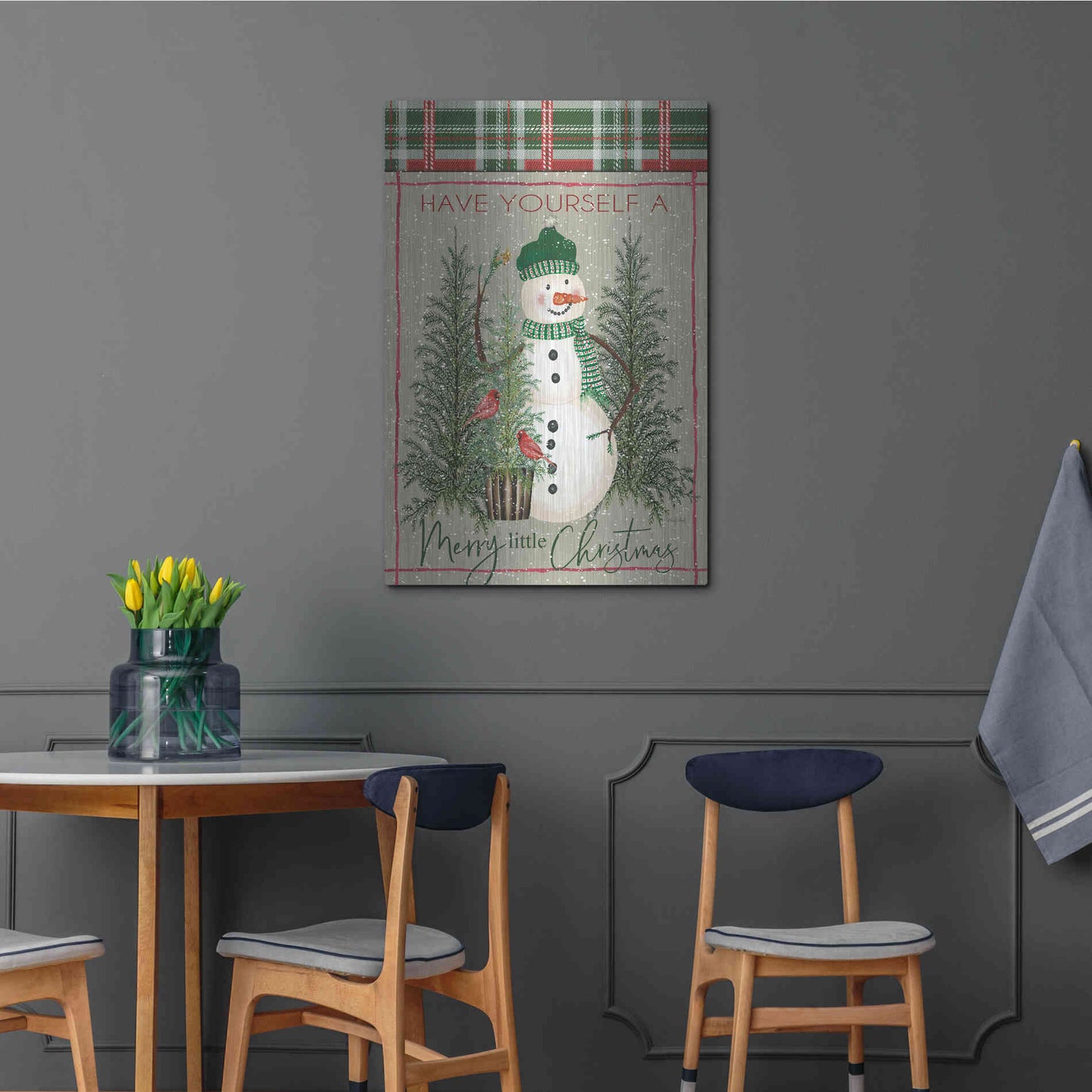 Luxe Metal Art 'Merry Little Christmas Snowman' by Cindy Jacobs, Metal Wall Art,24x36