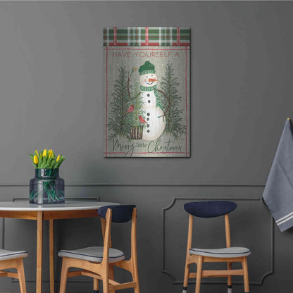 Luxe Metal Art 'Merry Little Christmas Snowman' by Cindy Jacobs, Metal Wall Art,24x36