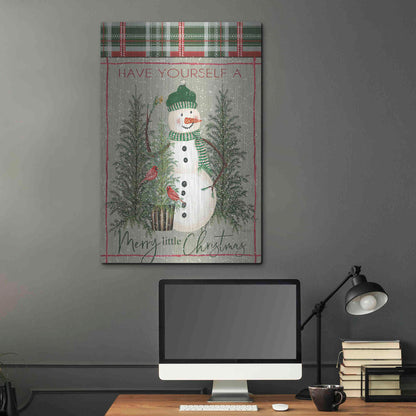 Luxe Metal Art 'Merry Little Christmas Snowman' by Cindy Jacobs, Metal Wall Art,24x36