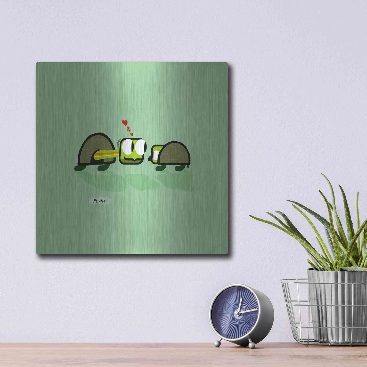 Luxe Metal Art 'Flirtle' by Chuck Wimmer, Metal Wall Art,12x12