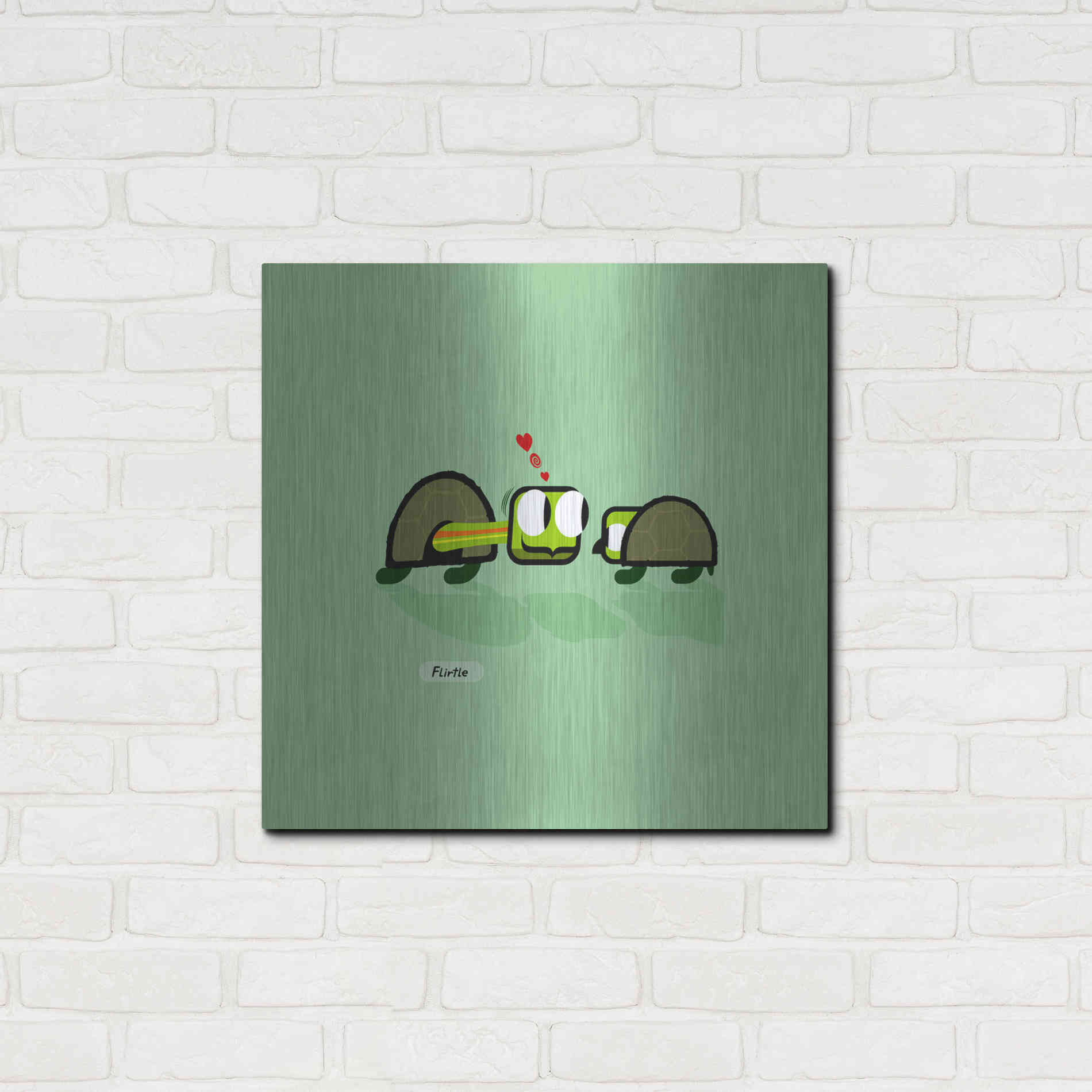 Luxe Metal Art 'Flirtle' by Chuck Wimmer, Metal Wall Art,24x24