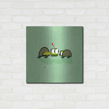 Luxe Metal Art 'Flirtle' by Chuck Wimmer, Metal Wall Art,24x24