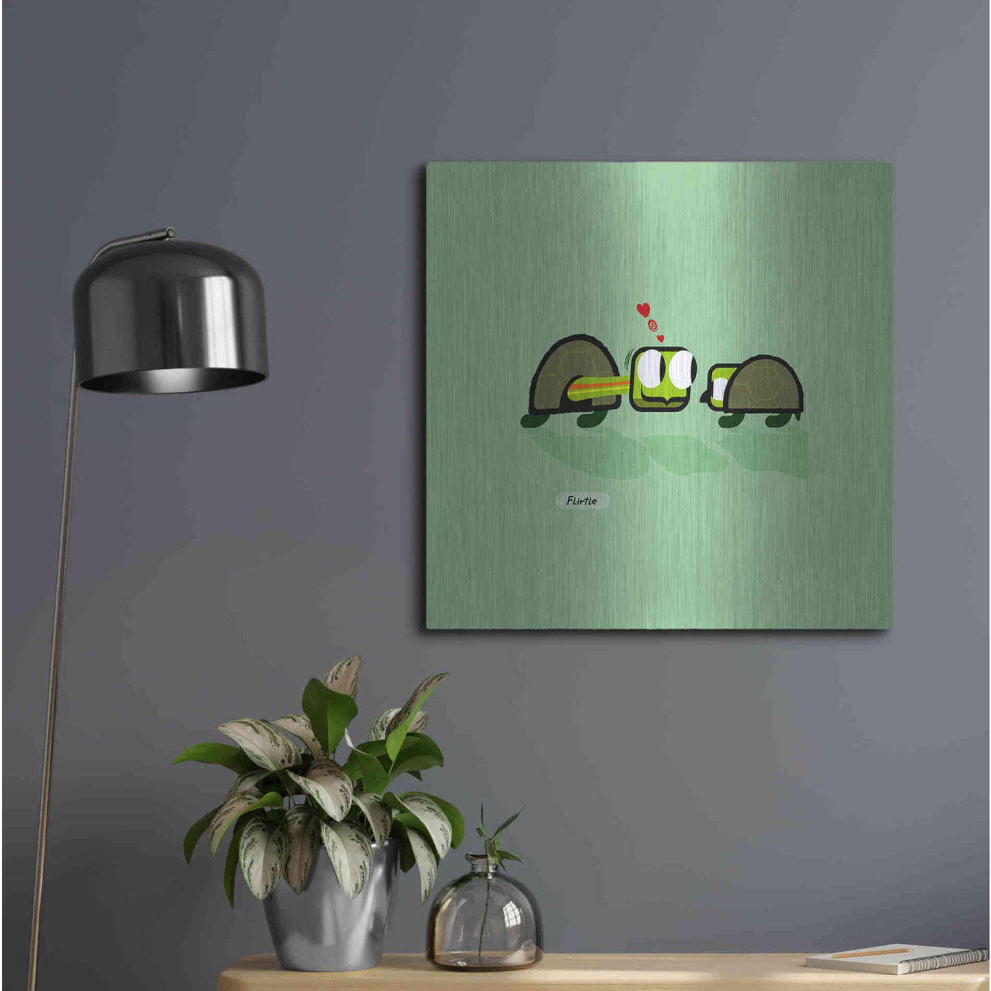 Luxe Metal Art 'Flirtle' by Chuck Wimmer, Metal Wall Art,24x24