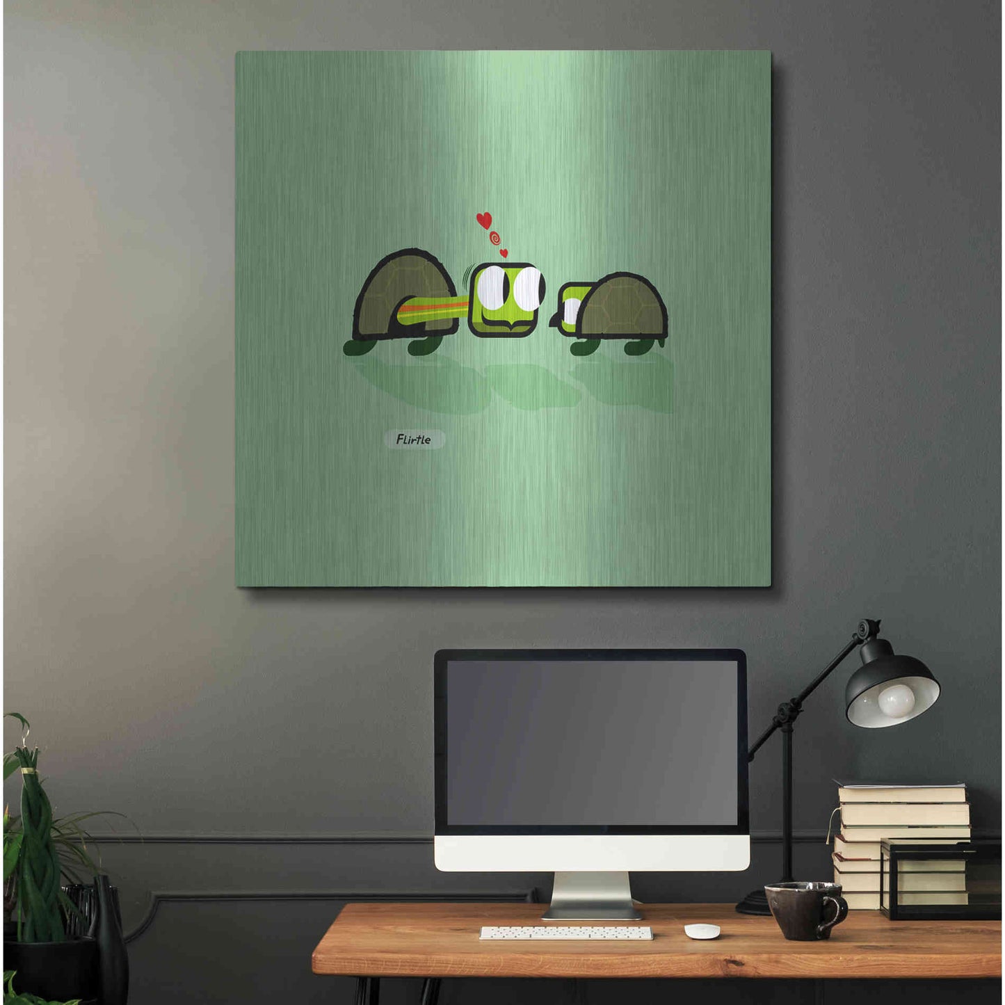 Luxe Metal Art 'Flirtle' by Chuck Wimmer, Metal Wall Art,36x36