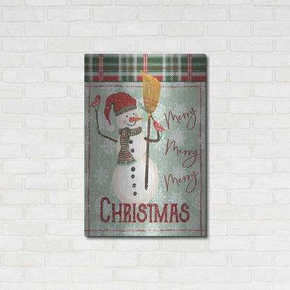 Luxe Metal Art 'Merry-Merry-Merry Christmas Snowman' by Cindy Jacobs, Metal Wall Art,24x36