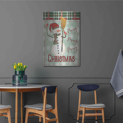 Luxe Metal Art 'Merry-Merry-Merry Christmas Snowman' by Cindy Jacobs, Metal Wall Art,24x36