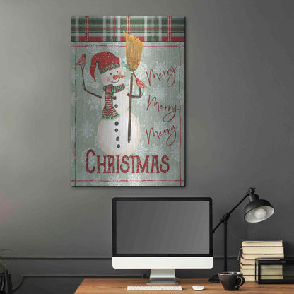 Luxe Metal Art 'Merry-Merry-Merry Christmas Snowman' by Cindy Jacobs, Metal Wall Art,24x36