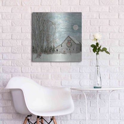 Luxe Metal Art 'Christmas Eve Moon' by Cindy Jacobs, Metal Wall Art,24x24