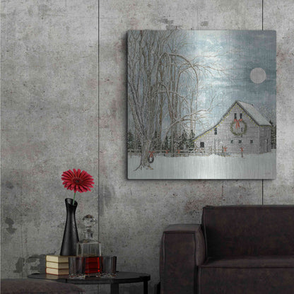 Luxe Metal Art 'Christmas Eve Moon' by Cindy Jacobs, Metal Wall Art,36x36