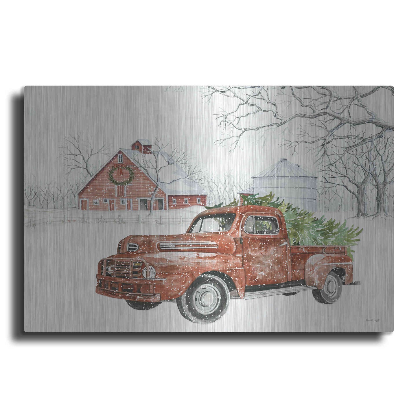 Luxe Metal Art 'Christmas Barn' by Cindy Jacobs, Metal Wall Art