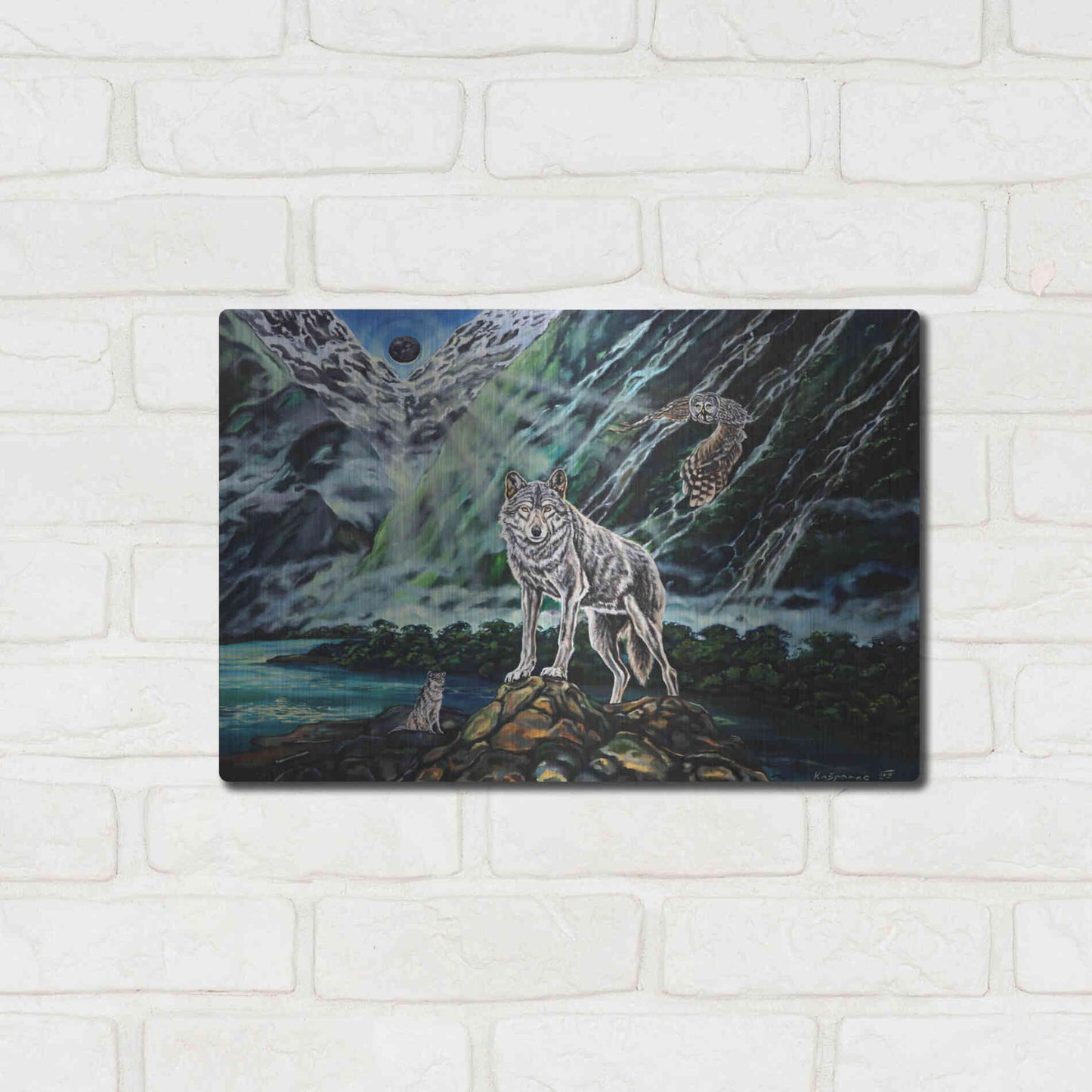 Luxe Metal Art 'Wolfpack The New Moon' by Jan Kasparec, Metal Wall Art,16x12