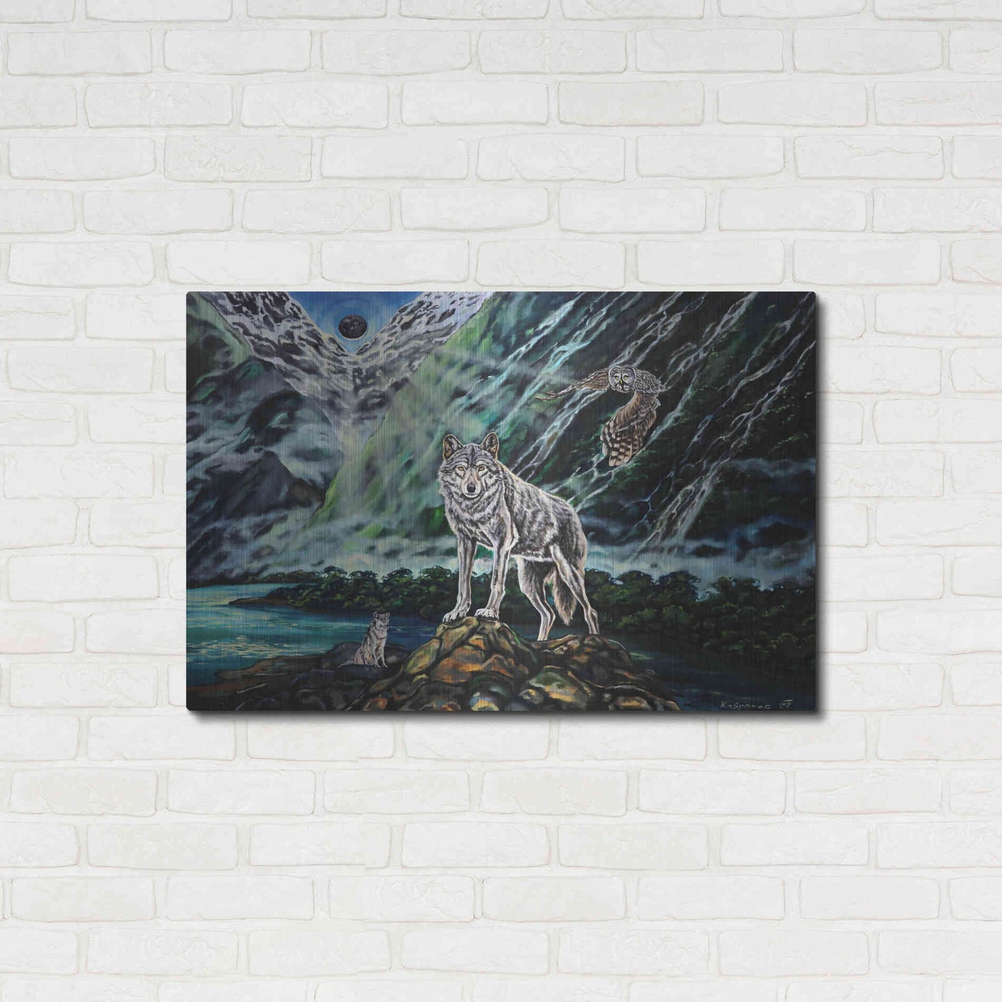 Luxe Metal Art 'Wolfpack The New Moon' by Jan Kasparec, Metal Wall Art,36x24