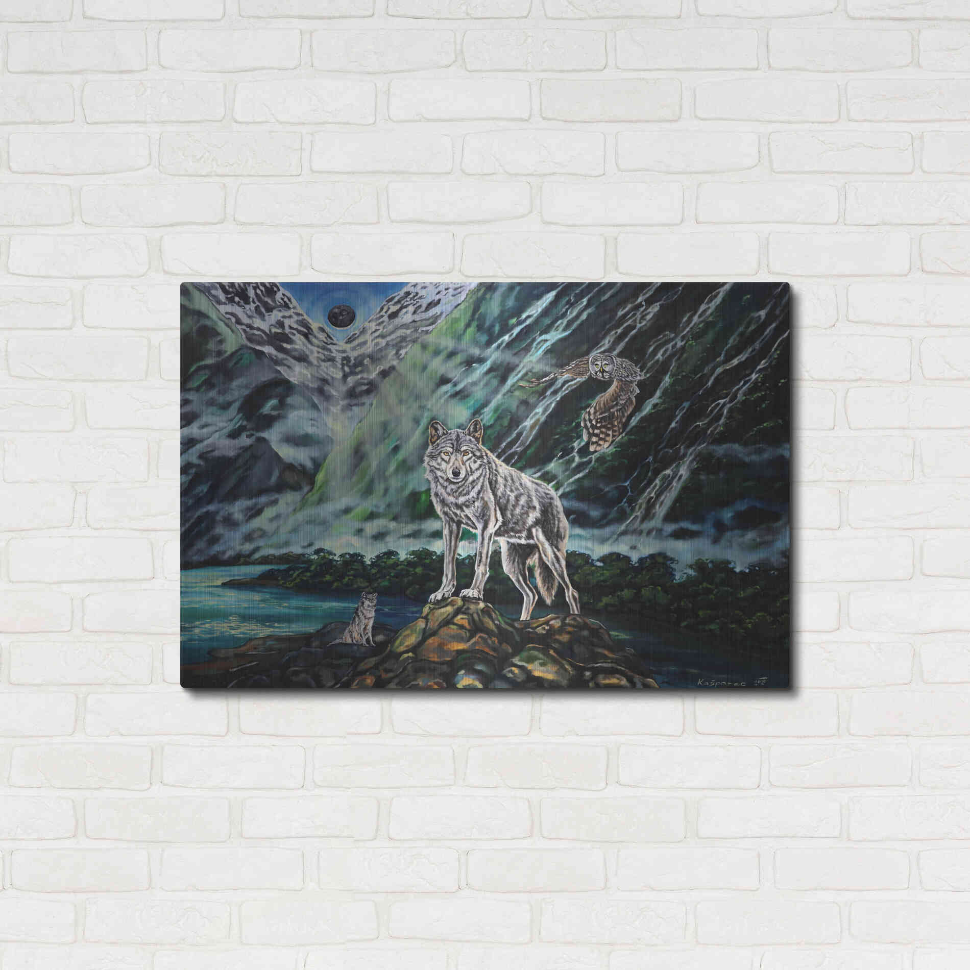 Luxe Metal Art 'Wolfpack The New Moon' by Jan Kasparec, Metal Wall Art,36x24