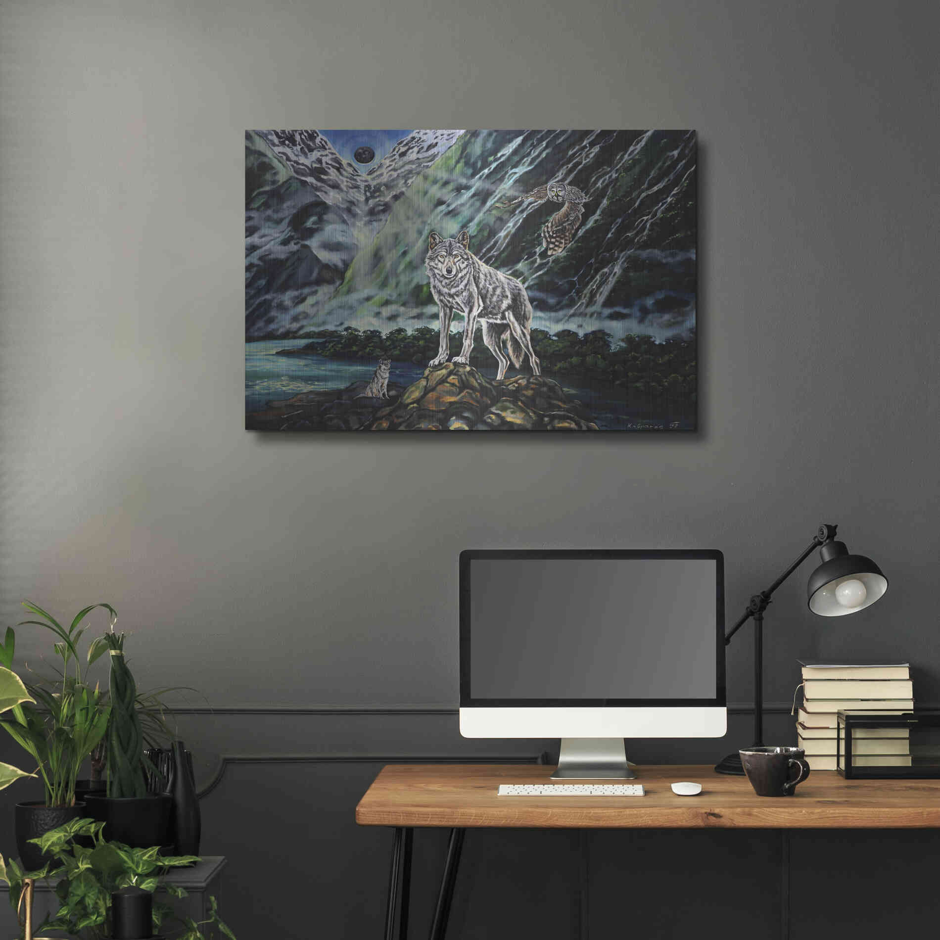 Luxe Metal Art 'Wolfpack The New Moon' by Jan Kasparec, Metal Wall Art,36x24