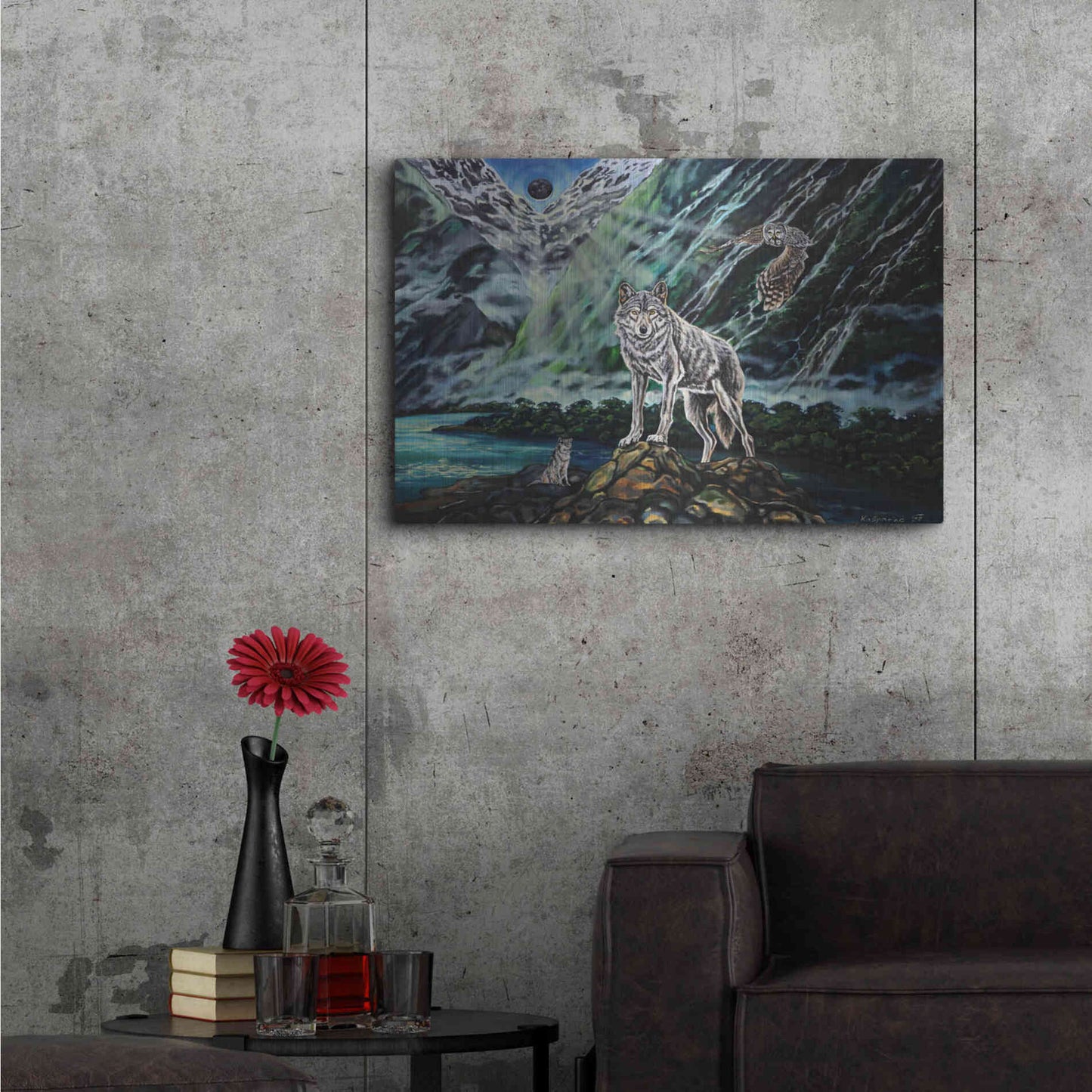 Luxe Metal Art 'Wolfpack The New Moon' by Jan Kasparec, Metal Wall Art,36x24