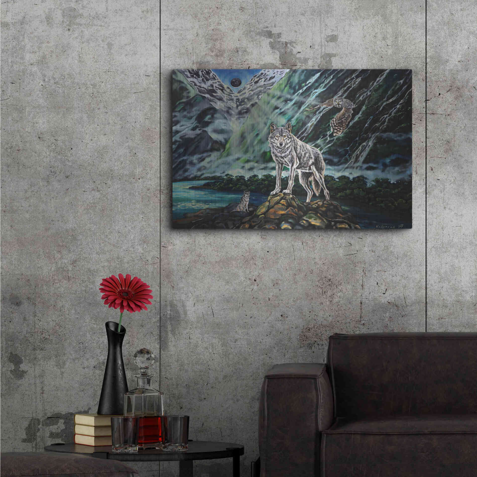 Luxe Metal Art 'Wolfpack The New Moon' by Jan Kasparec, Metal Wall Art,36x24