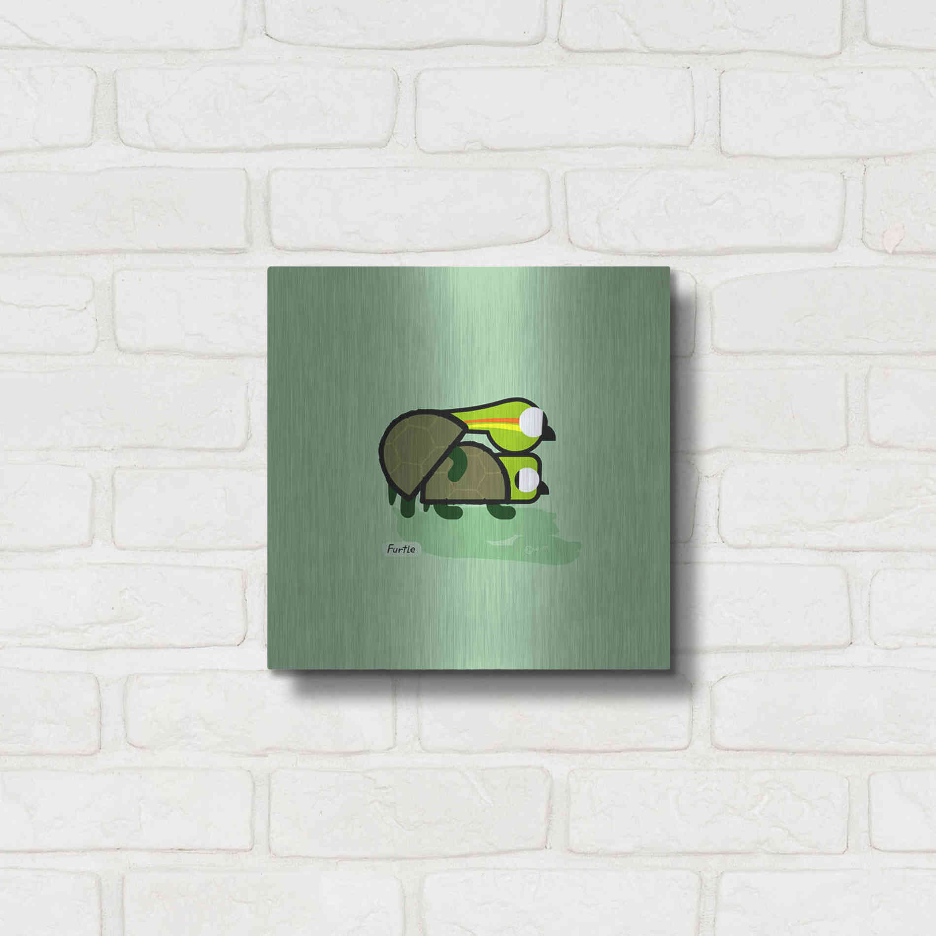 Luxe Metal Art 'Furtle' by Chuck Wimmer, Metal Wall Art,12x12