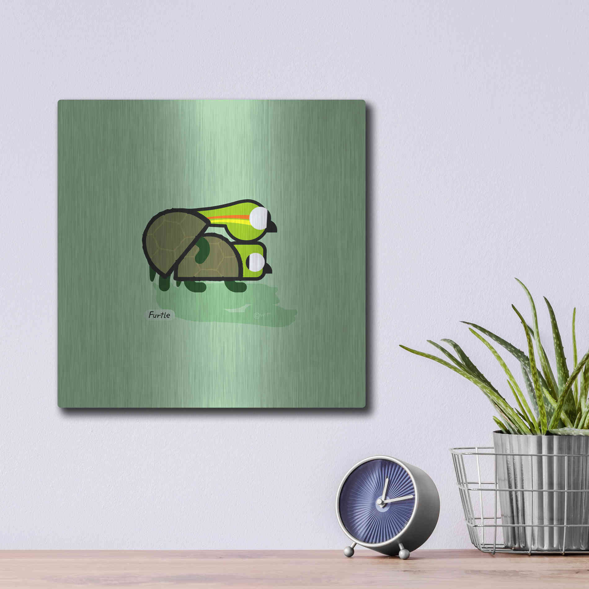 Luxe Metal Art 'Furtle' by Chuck Wimmer, Metal Wall Art,12x12