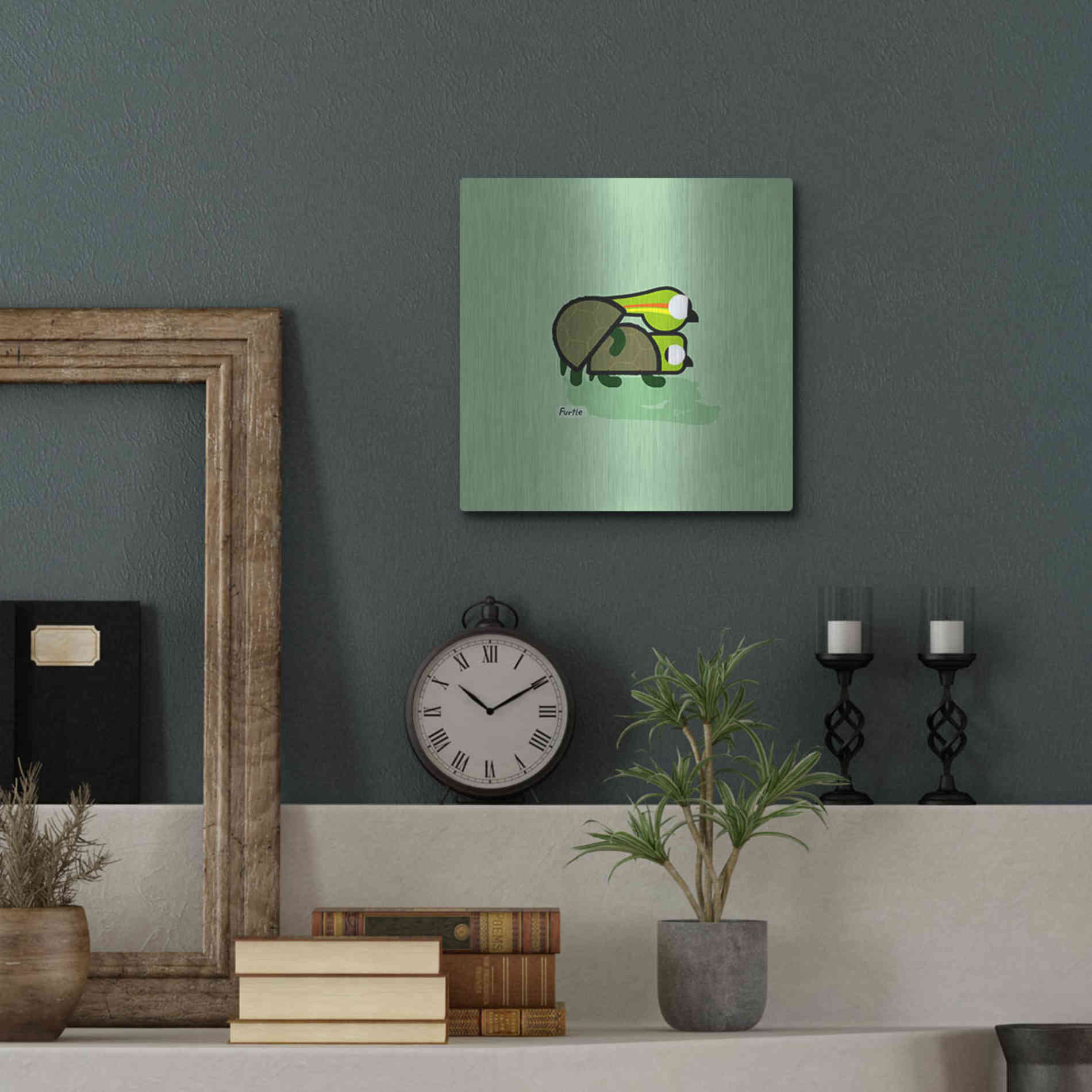 Luxe Metal Art 'Furtle' by Chuck Wimmer, Metal Wall Art,12x12