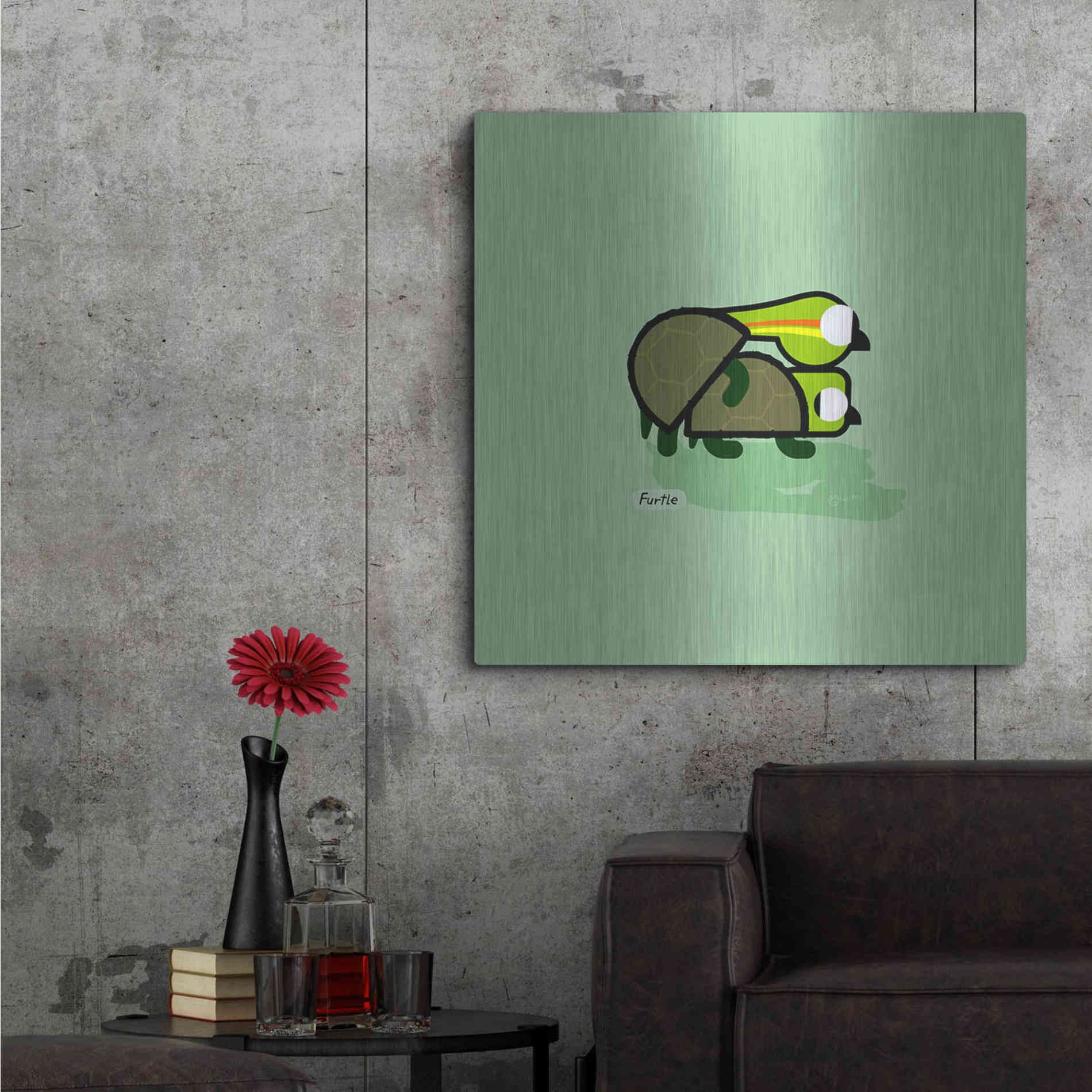 Luxe Metal Art 'Furtle' by Chuck Wimmer, Metal Wall Art,36x36