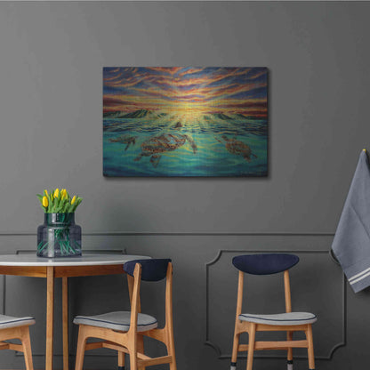 Luxe Metal Art 'Turtle Sunset' by Jan Kasparec, Metal Wall Art,36x24