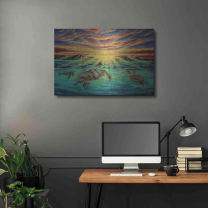 Luxe Metal Art 'Turtle Sunset' by Jan Kasparec, Metal Wall Art,36x24