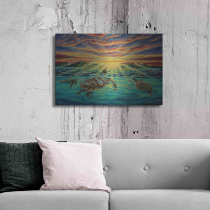 Luxe Metal Art 'Turtle Sunset' by Jan Kasparec, Metal Wall Art,36x24
