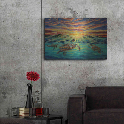 Luxe Metal Art 'Turtle Sunset' by Jan Kasparec, Metal Wall Art,36x24