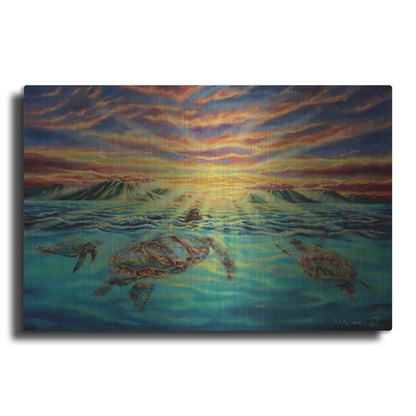 Luxe Metal Art 'Turtle Sunset' by Jan Kasparec, Metal Wall Art