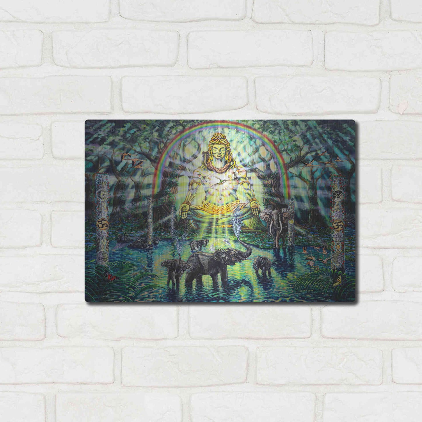 Luxe Metal Art 'Shiva Elephants 'by Jan Kasparec, Metal Wall Art,16x12