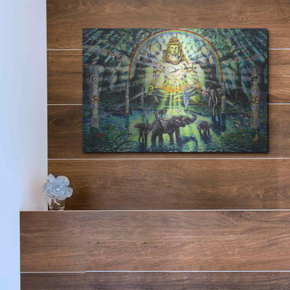 Luxe Metal Art 'Shiva Elephants 'by Jan Kasparec, Metal Wall Art,16x12