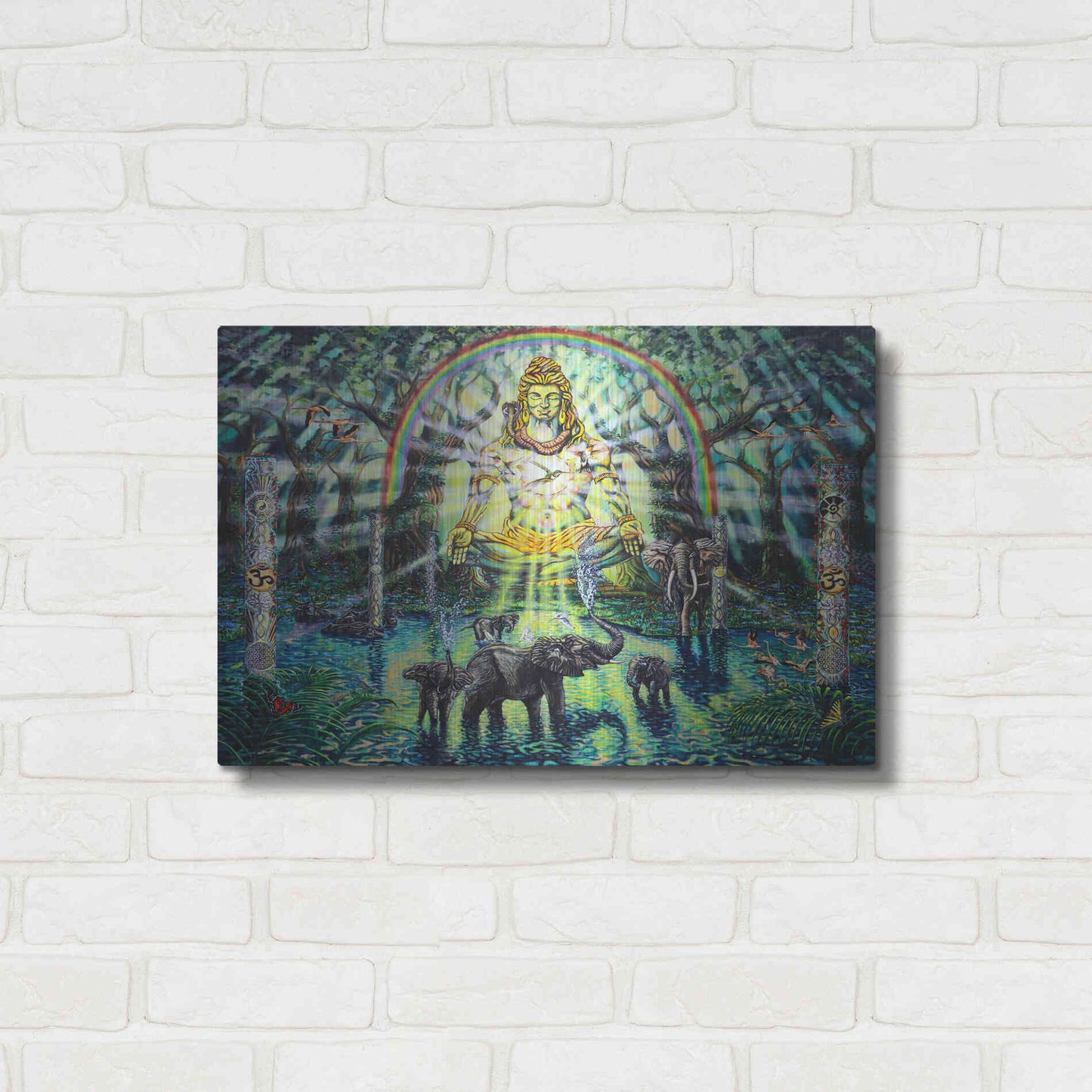 Luxe Metal Art 'Shiva Elephants 'by Jan Kasparec, Metal Wall Art,24x16