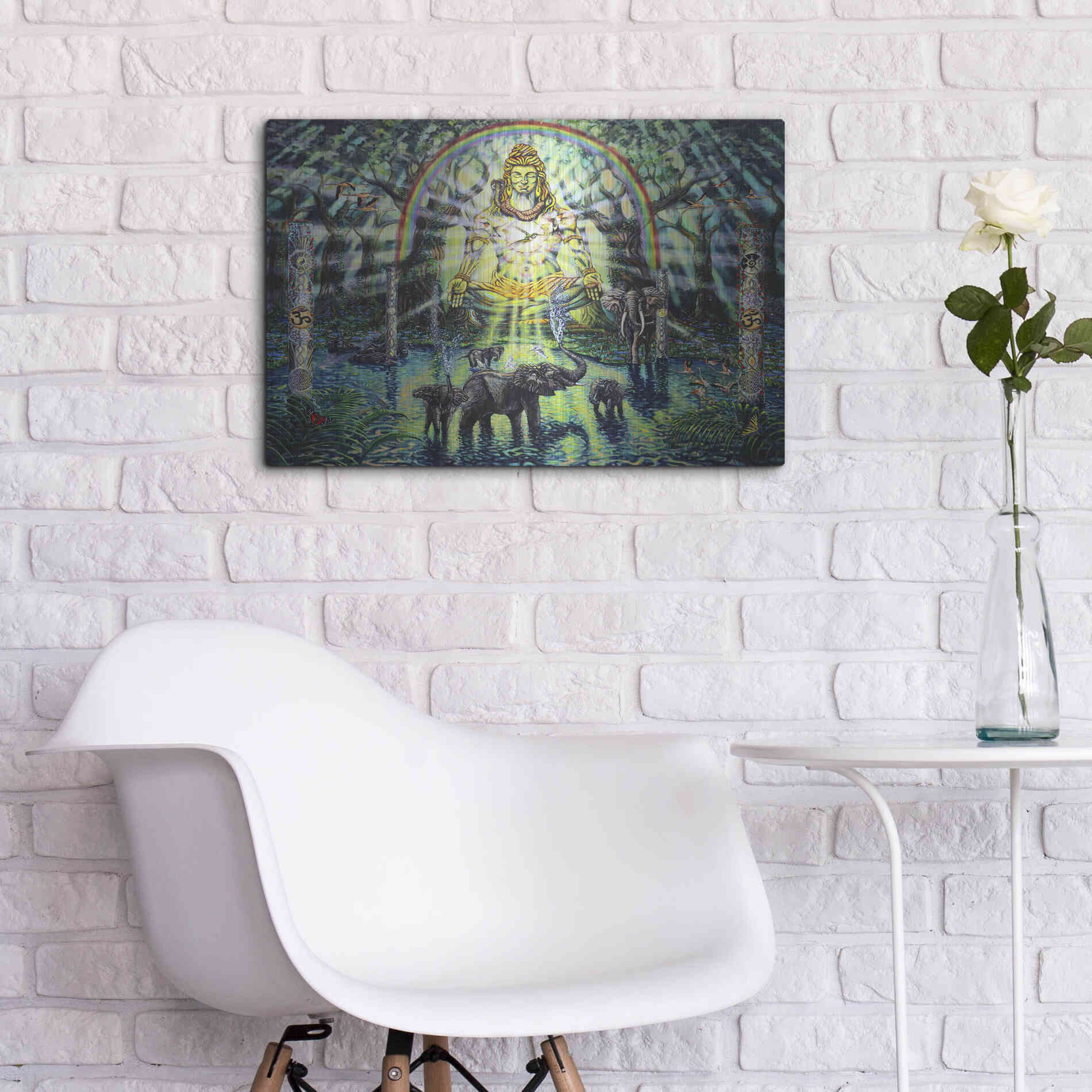 Luxe Metal Art 'Shiva Elephants 'by Jan Kasparec, Metal Wall Art,24x16